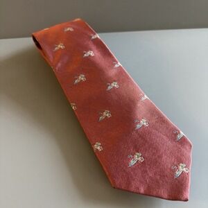 Vtg J. L . Roberts and Co. for Nordstrom Men's Neck Tie Mallard Duck Silk Orange